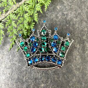 Weiss blue and green rhinestone crown - 1950s vintage